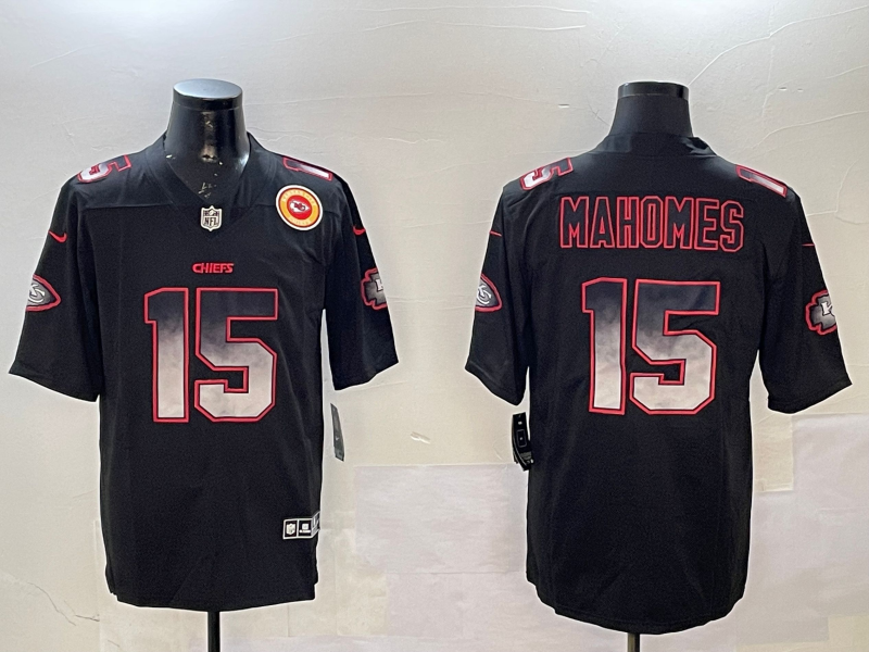 Men Kansas City Chiefs 15 Mahomes black Rainbow 2025 Nike Limited NFL Jersey style 7